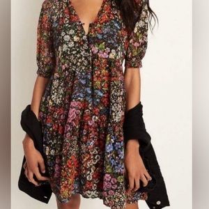 Anthropologie Dress Large Maeve Melinda Tiered Tunic Floral Lined Knee length